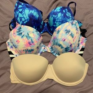 3 Pink Bras Size 34B